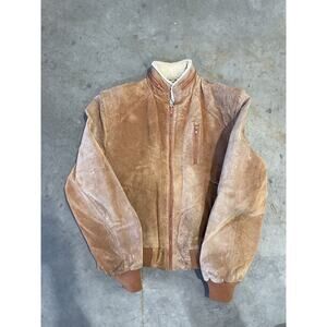 Vintage 80s Berman’s Suede Leather Wool-Lined Jacket Distressed Military Fighter